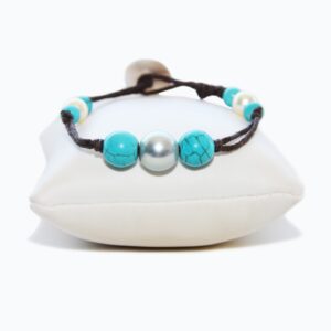 Bracelet en coton, une perle ronde de Tahiti - Ohlalagooddeal