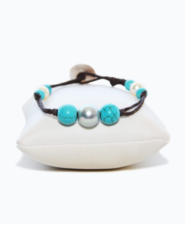 Bracelet en coton, une perle ronde de Tahiti - Ohlalagooddeal