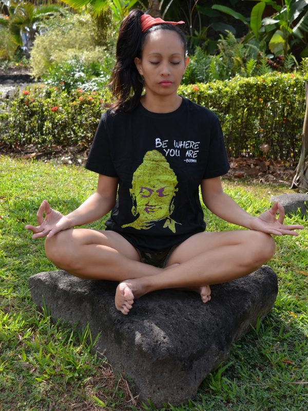 T-shirt noir tête Bouddha