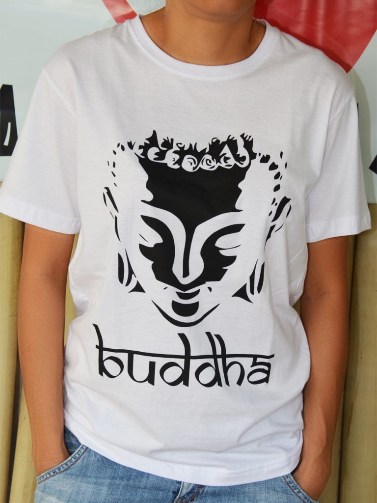 T-shirt blanc tête Bouddha