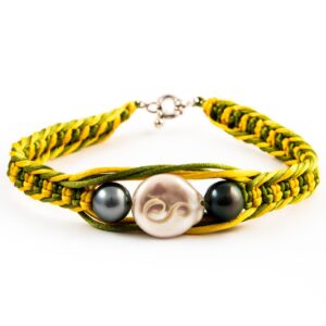 Bracelet macramé jaune/vert