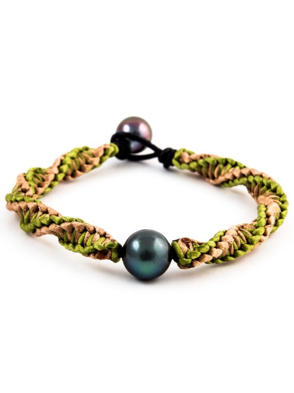 Bracelet macramé deux perles rondes de Tahiti - Ohlalagooddeal
